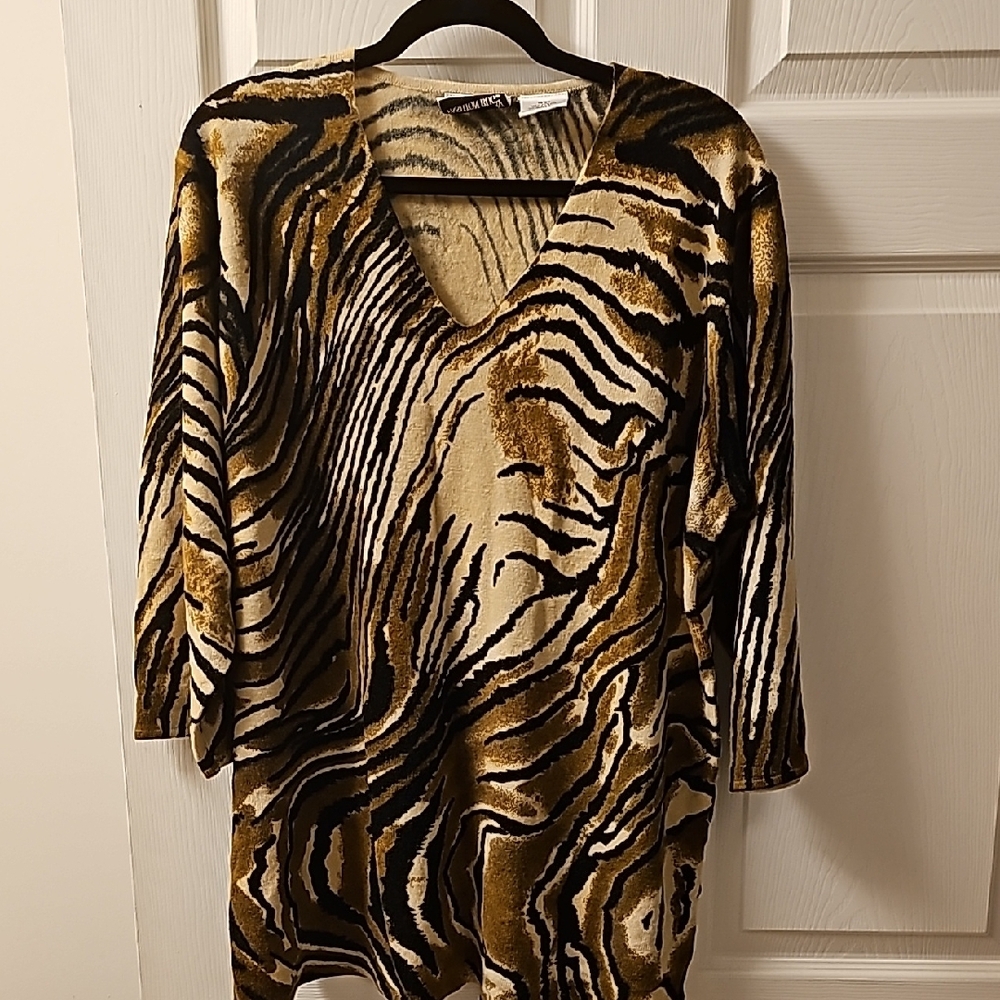 Fashion Bug Animal Print V-Neck Top 18/20